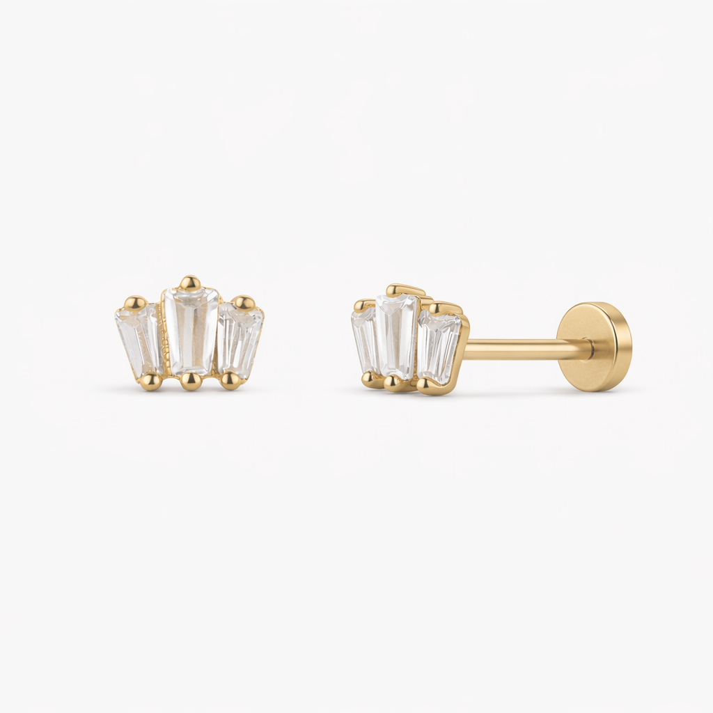 14K Bagette Stud