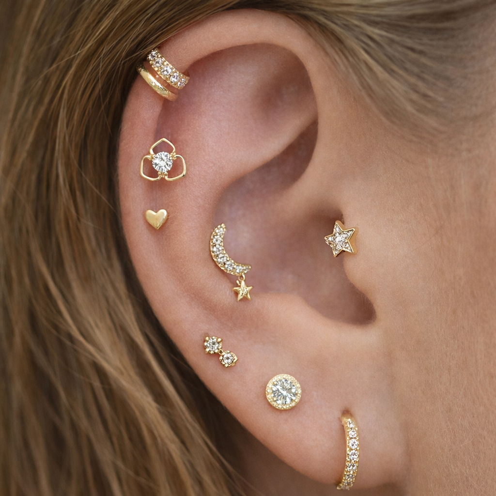 14K Flower Stud