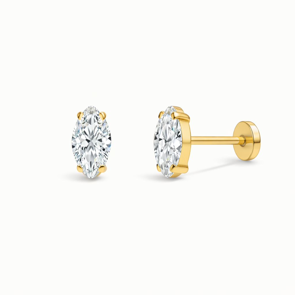 14K Oval Zirconia stud