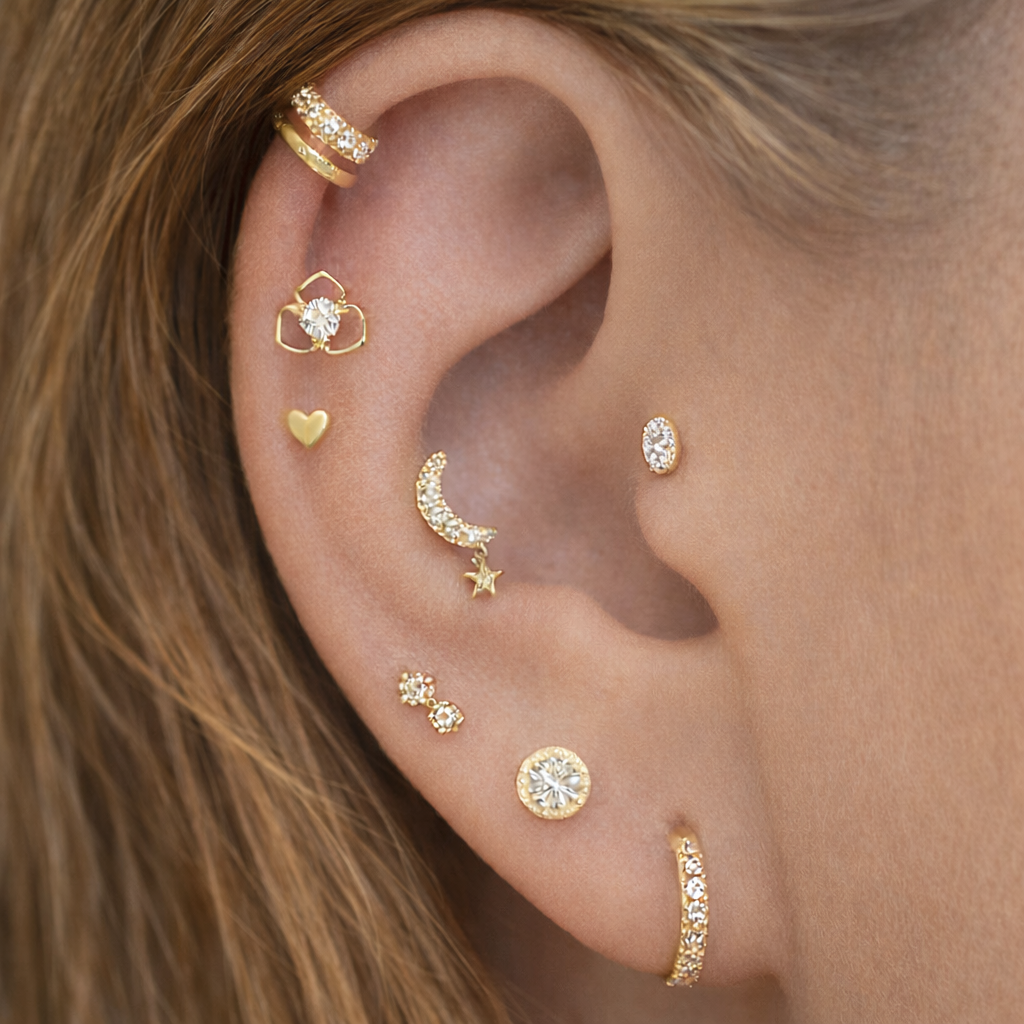 14K Oval Zirconia stud