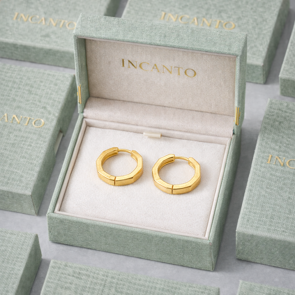14K Gold Plated Chunky Hoops Earrings