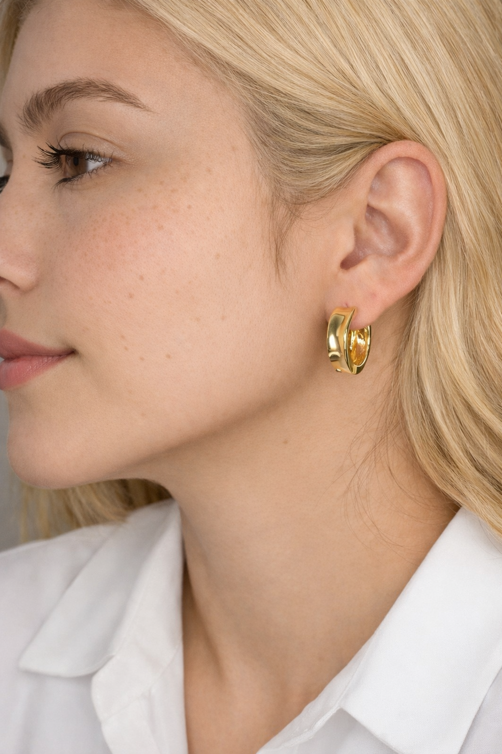 14K Gold Plated Chunky Hoops Earrings