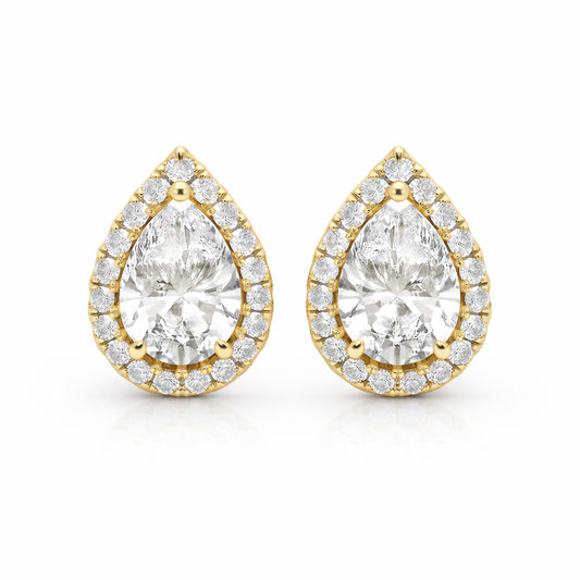 Pear Halo Stud Earrings