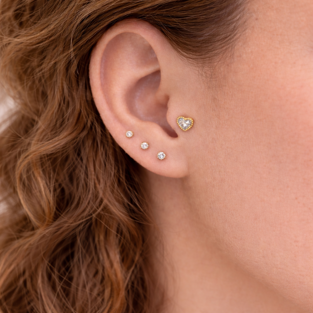 14K Heart stud