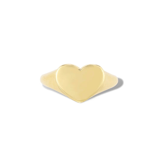 14K Gold Heart Signet Ring