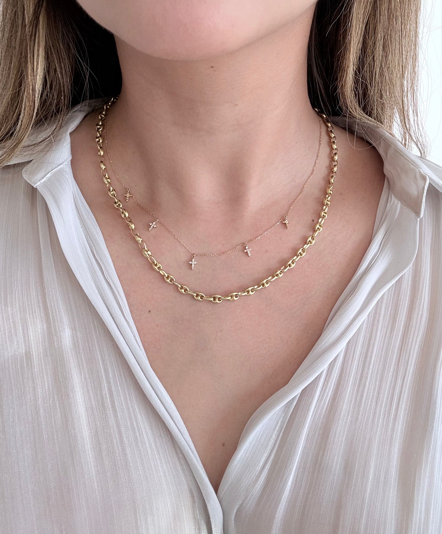 18K Puff Mariner Chain 20"