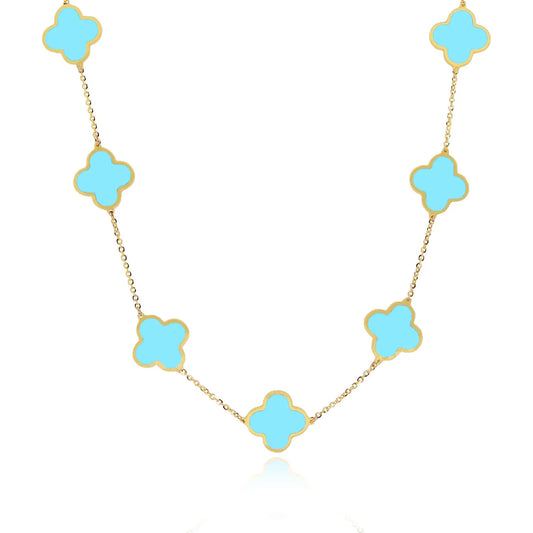 14K Turquoise Clover Necklace