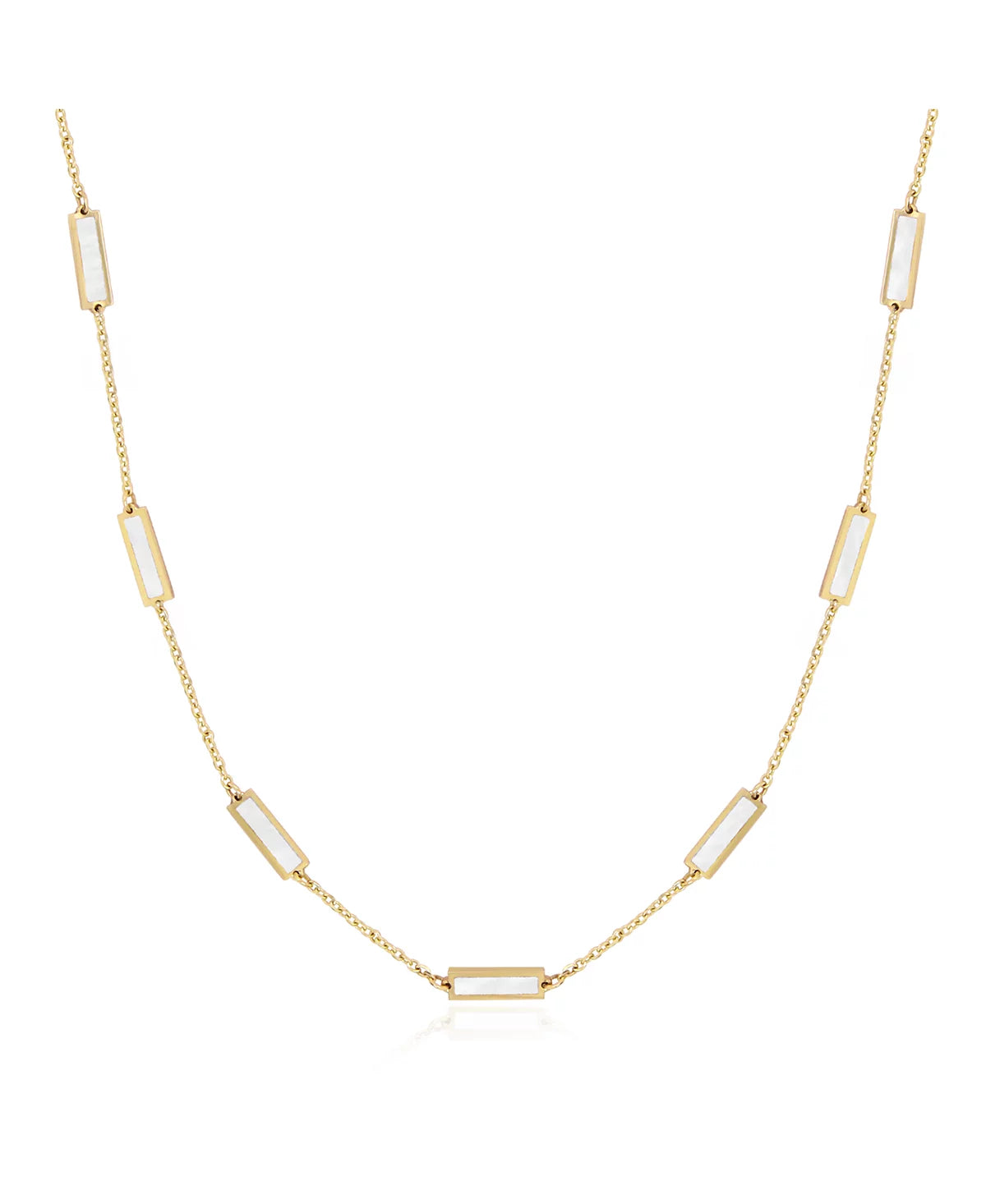 14K Mother of Pearl Bar Chain Necklace 18’'