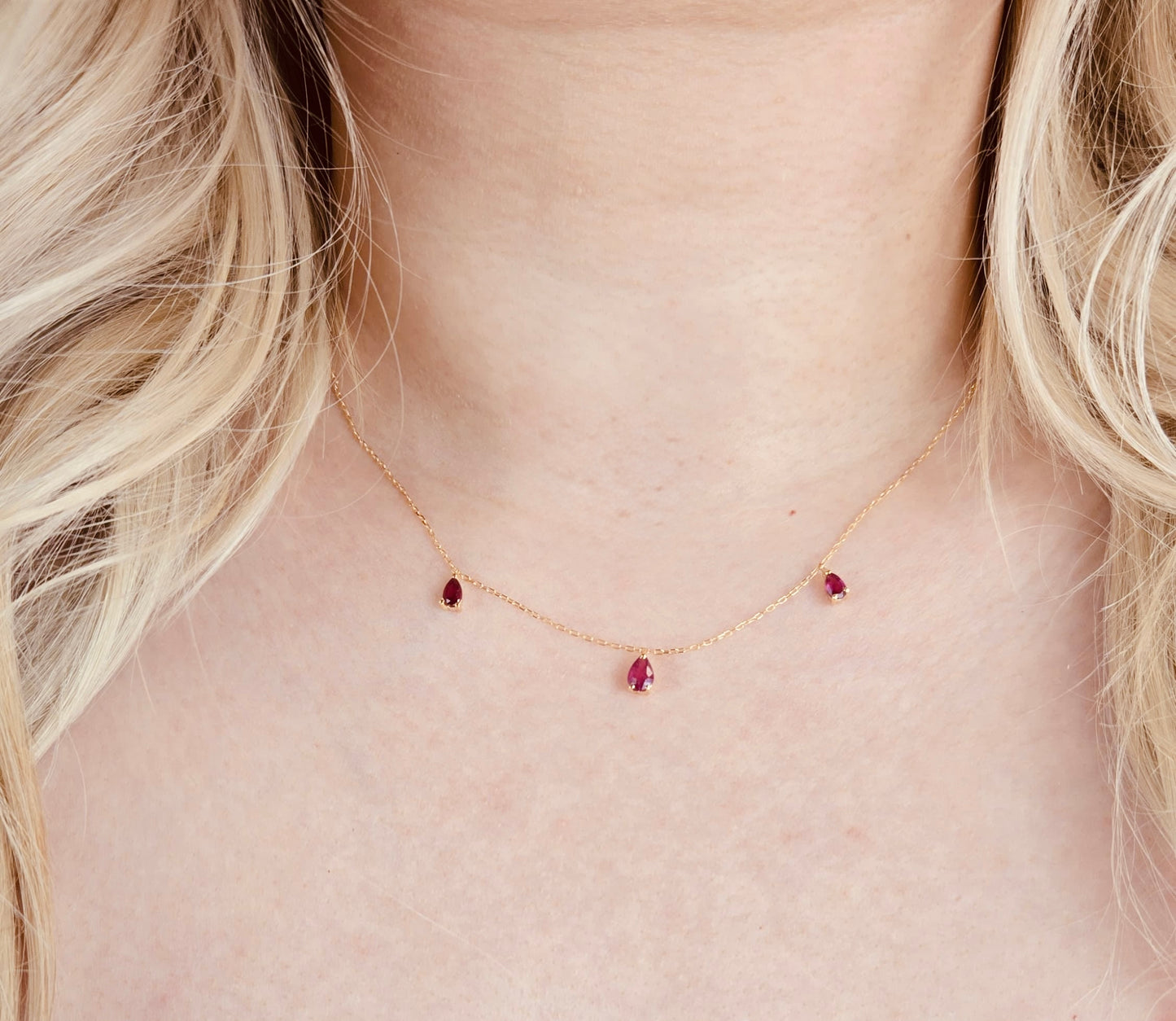 18K Gold pink topaz necklace