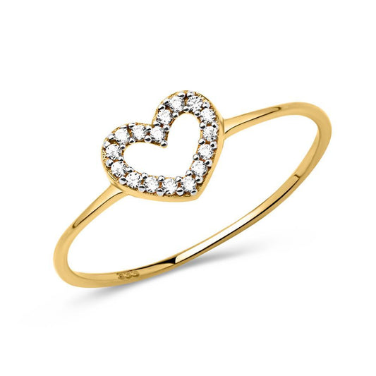 14K Yellow Gold Heart Ring with CZ